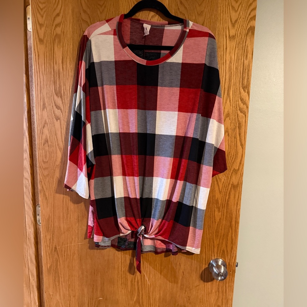 Plaid Tie-Front Top